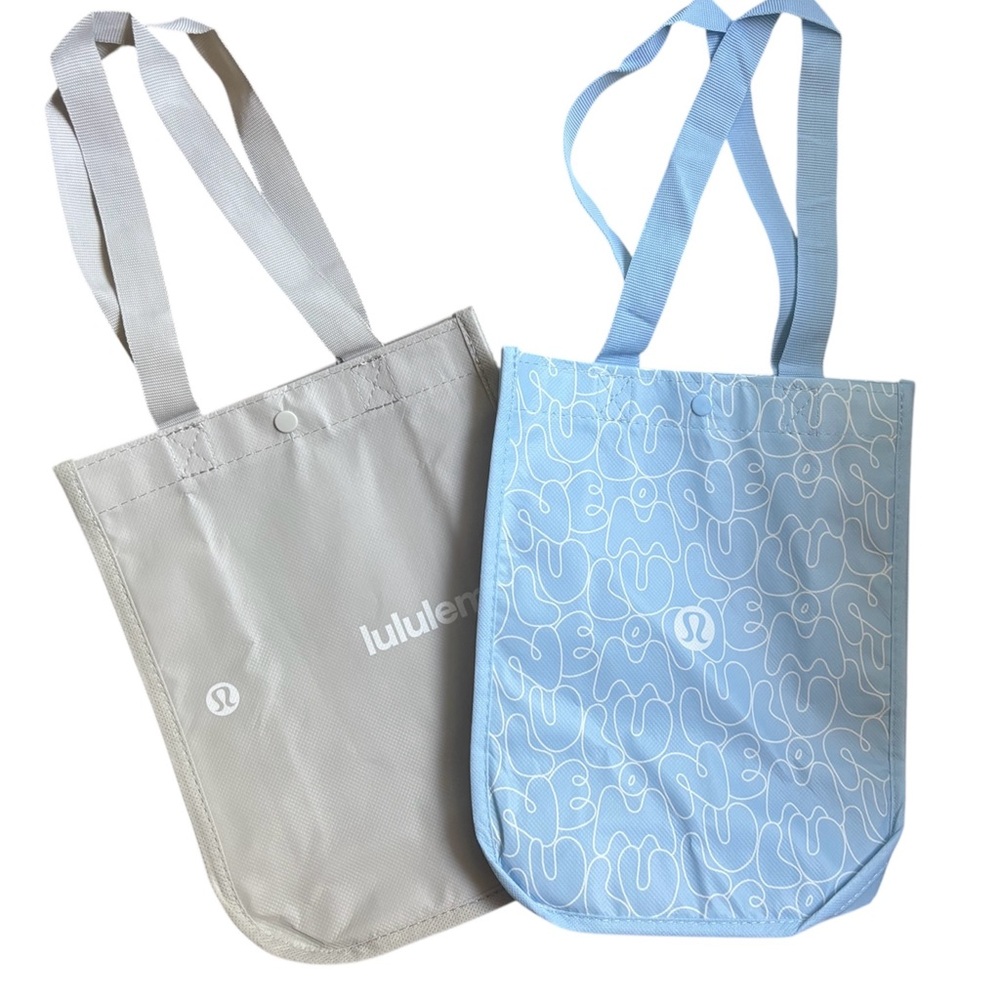 New Lot of 2 LULULEMON 2025 Reusable Shopping Tote Bags DAYDREAM Blue & Gray